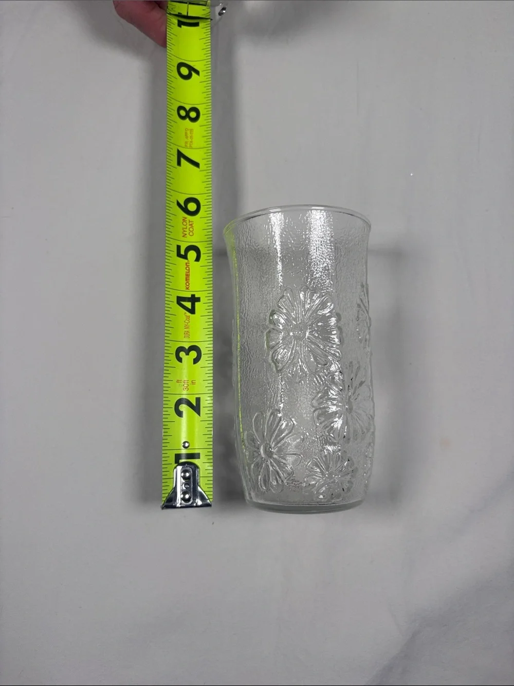 Vintage Anchor Hocking Clear Floral-Embossed 6-Piece Beverage Glass Set